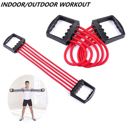 Gym Utility -Adjustable Multi-Function 5 Rubber Tubes Chest Expander