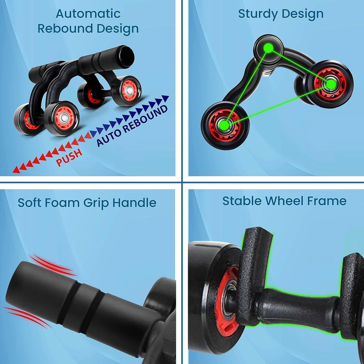 Wheel Ab Roller core Steel Handle With Knee Mat